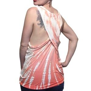 Young Fabulous & Broke Orange Tie-dye Tank Top Size S stretchy Jersey knit